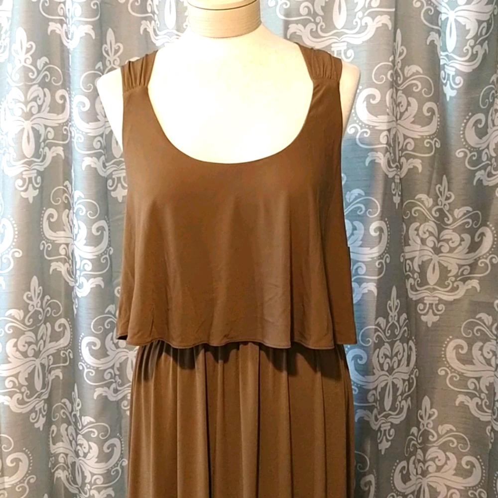 Coldwater Creek Mocha Maxi Sun Dress NWT Sz 12